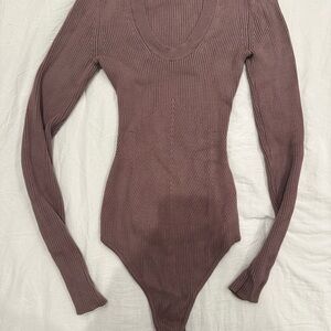 Abercrombie & Fitch Ribbed Bodysuit - Dusty Rose